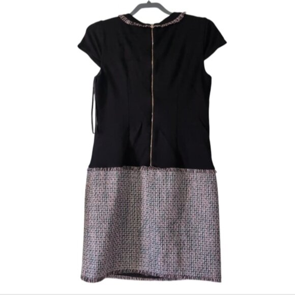 Karl Lagerfeld Preppy Old Money Barbie Two Tone Colorblock Tweed Shift Dress 4 - Picture 5 of 10